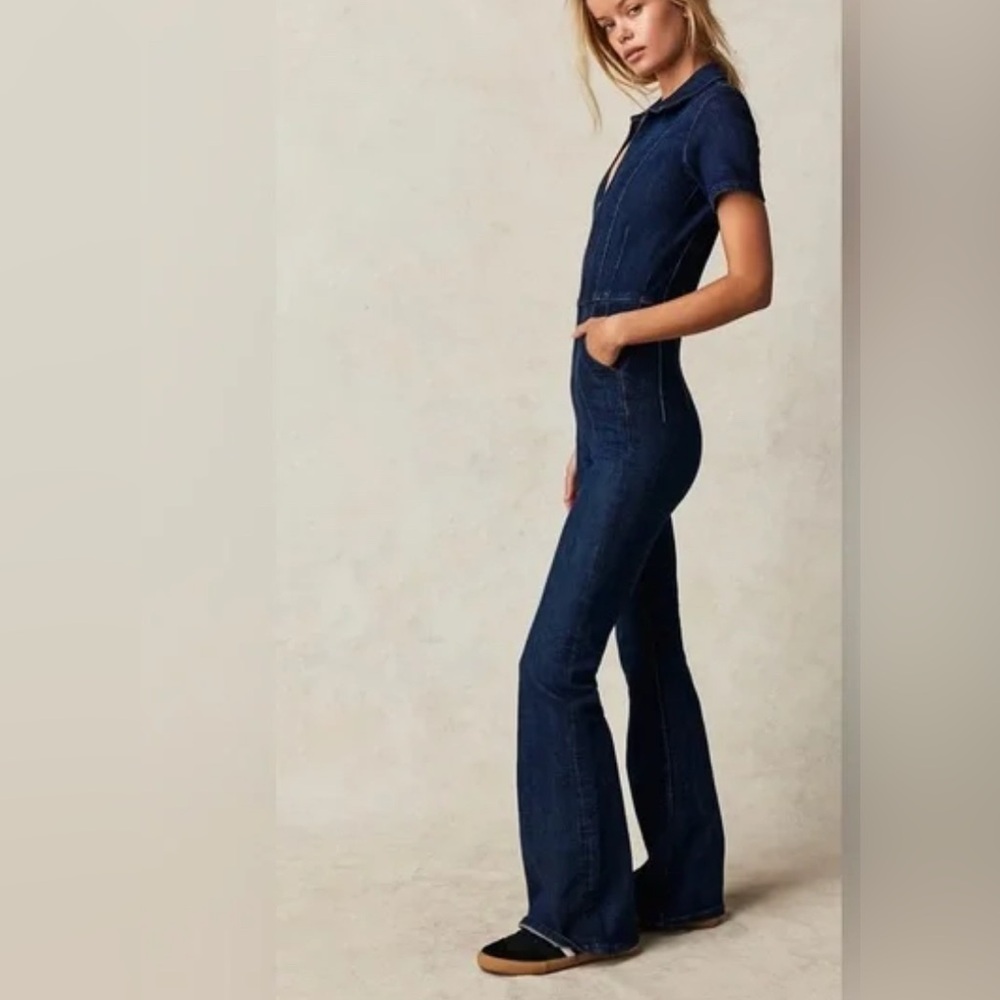 Free People We The Free Jayde Flare Jumpsuit. NWOT. Tulsa blue - Picture 3 of 4